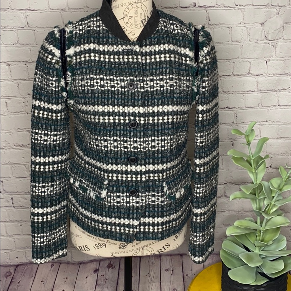 Tory Burch Norfolk Horseback Tweed button front 2